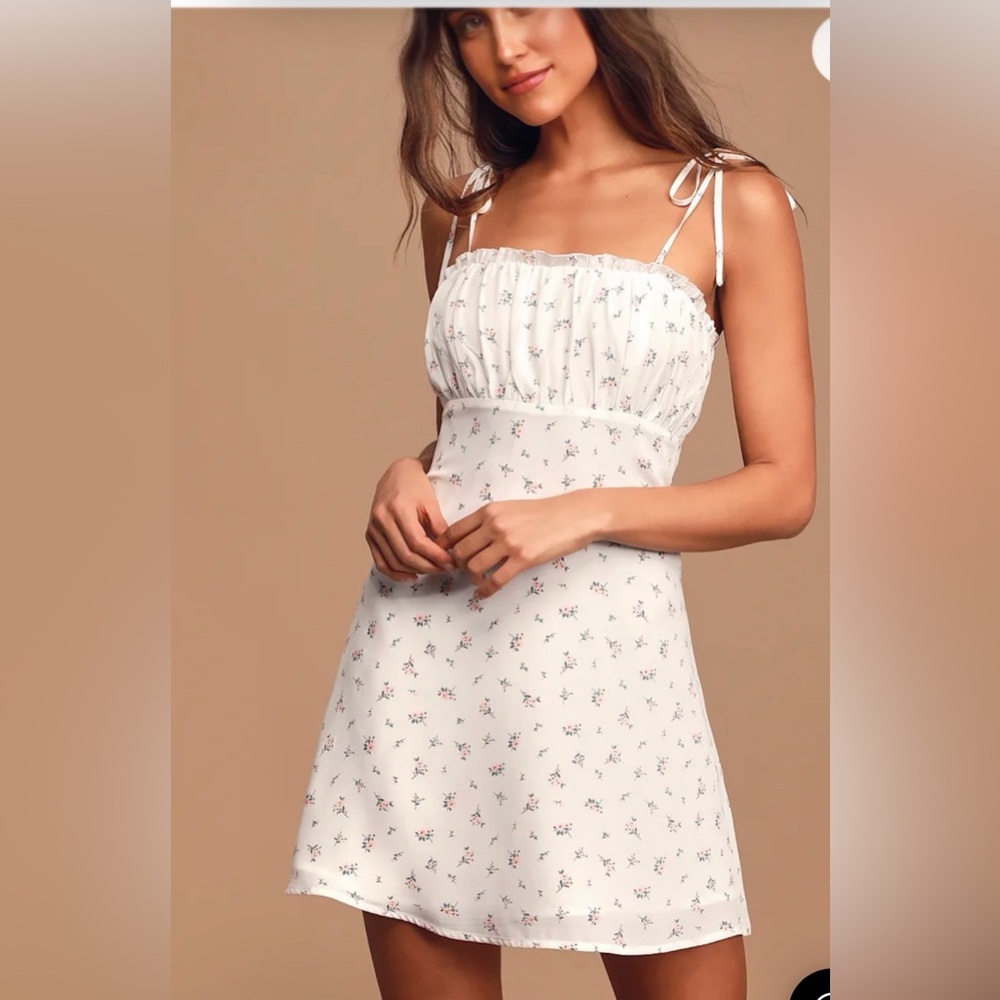 Lulus Be a wildflower Floral White Sundress